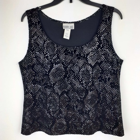 Snakeskin pattern 2-Pc blouse and velor pant set. Signature Robbie Bee - Picture 2 of 8